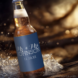 Mr & Mrs Gastgeschenk Hochzeit - Minimalistisch Bl Bierflaschenetikett