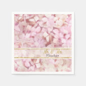 Mr & Mrs Gold Imitats Glitzer Pink Hydrangea Flora Serviette (Vorderseite)