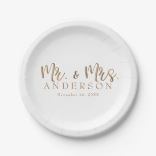 MR. & MRS. Gold-Schrift-Typografie modern minimali Pappteller
