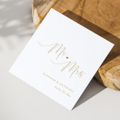 Mr & Mrs. Gold Script Wedding Napkins | elegant Serviette
