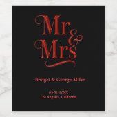 Mr & Mrs. Gothic Wedding - Red Metallic Drehbuch Weinetikett (Einzelnes Label)