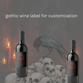 Mr & Mrs. Gothic Wedding - Red Metallic Drehbuch Weinetikett