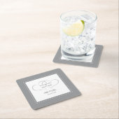 Mr & Mrs. Gray & White Elegant Hearts Wedding Chic Rechteckiger Pappuntersetzer (Vor Ort)