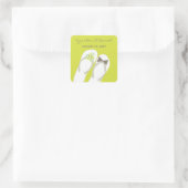 Mr & Mrs Green Blume Flip Flops Beach Wedding Quadratischer Aufkleber (Tasche)