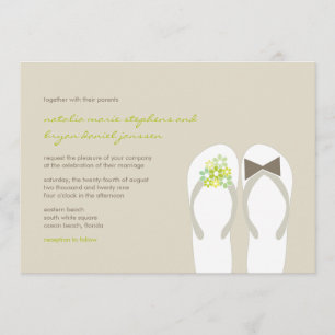 Mr & Mrs Green Flip Flops Beach Wedding Einladung