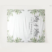 Mr & Mrs. Greenery Hochzeitsbanner Wandteppich (Vorderseite (Horizontal))