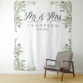 Mr & Mrs. Greenery Hochzeitsbanner Wandteppich (Beispiel)