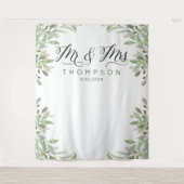 Mr & Mrs. Greenery Hochzeitsbanner Wandteppich (Vorderseite)