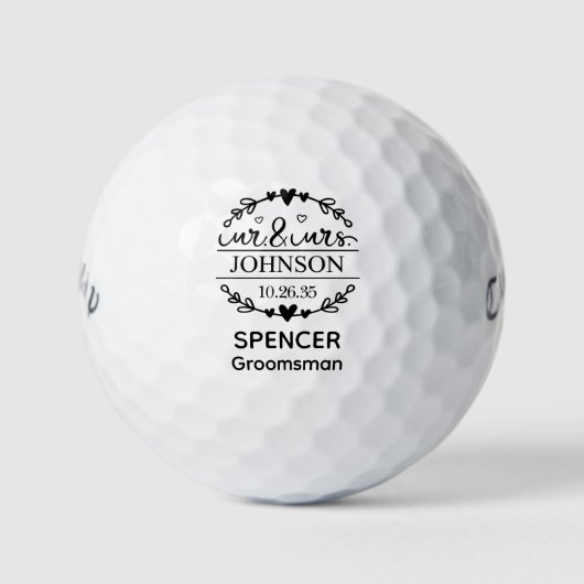 Mr & Mrs Groomsman Golfball (Vorderseite)
