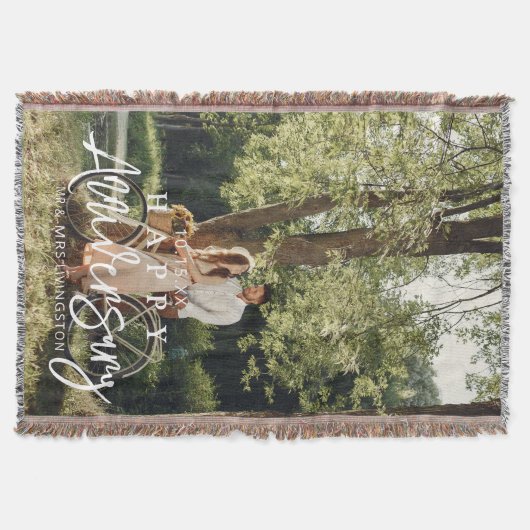 Mr & Mrs Happy Wedding Anniversary Custom Decke (Vorderseite)