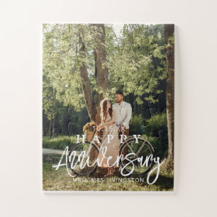 Mr & Mrs Happy Wedding Anniversary Custom Foto Puzzle