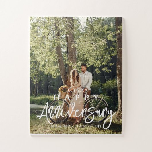 Mr & Mrs Happy Wedding Anniversary Custom Foto Puzzle (Vertikal)