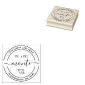 Mr & Mrs Heart 5 Custom Round Rücksendeadresse Gummistempel (Stempel)