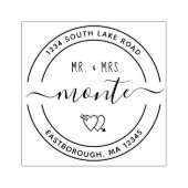 Mr & Mrs Heart 5 Custom Round Rücksendeadresse Gummistempel (Prägung)