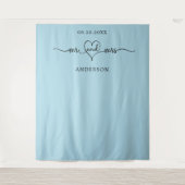 Mr mrs heart Foto hellblaue Hochzeit Wandteppich (Vorderseite)