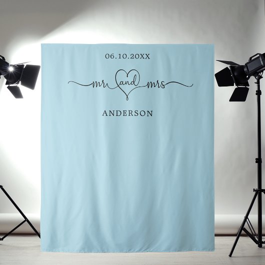 Mr mrs heart Foto hellblaue Hochzeit Wandteppich