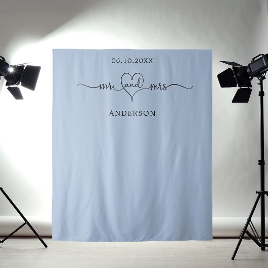 Mr mrs heart Foto staubige blaue Hochzeit Wandteppich