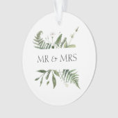 Mr & Mrs Hochzeitsandenkens Grünelemente Ornament (Vorderseite)