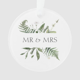 Mr & Mrs Hochzeitsandenkens Grünelemente Ornament
