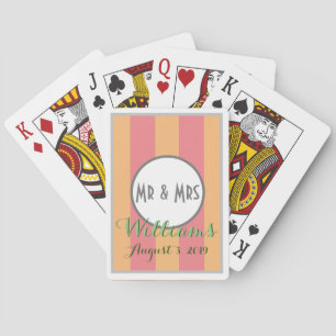 MR & MRS, HOCHZEITSDATUM, MELONEN- & MANGO-STREIFE SPIELKARTEN