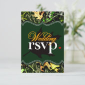 Mr & Mrs Hunting Camouflage Green Wedding RSVP Car (Stehend Vorderseite)