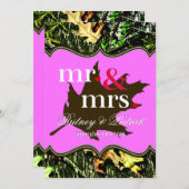 Mr & Mrs Hunting Camouflage Pink Wedding Einladung (Vorne/Hinten)