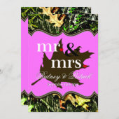 Mr & Mrs Hunting Camouflage Pink Wedding Einladung (Vorne/Hinten)