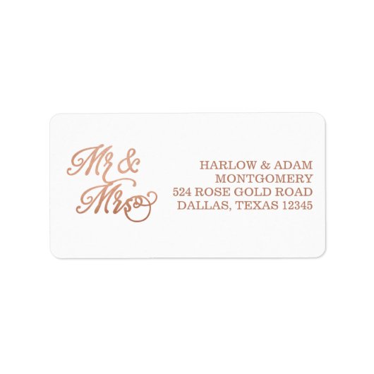 Mr & Mrs Imitats Copper Adressaufkleber (Vorne)