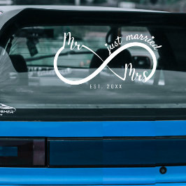 Mr & Mrs. Infinity Symbol Just Married Wedding Car Fensteraufkleber
