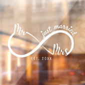 Mr & Mrs. Infinity Symbol Just Married Wedding Car Fensteraufkleber (Blatt 2)