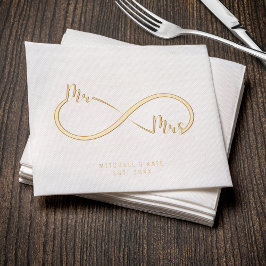 Mr & Mrs. Infinity Symbol Wedding Gold Servietten Mit Folie