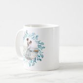 Mr & Mrs. Joy | Blue Holiday Greenery Wreath Foto Kaffeetasse (Vorderseite Links)