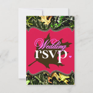 Mr & Mrs Junting Camouflage Hot Pink Wedding RSVP  Karte