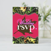Mr & Mrs Junting Camouflage Hot Pink Wedding RSVP  Karte (Stehend Vorderseite)