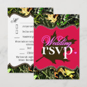 Mr & Mrs Junting Camouflage Hot Pink Wedding RSVP  Karte (Vorne/Hinten)