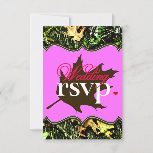 Mr & Mrs Junting Camouflage Pink Wedding RSVP Card (Vorderseite)