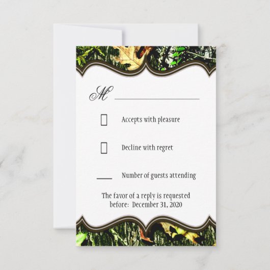 Mr & Mrs Junting Camouflage Pink Wedding RSVP Card (Rückseite)