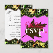 Mr & Mrs Junting Camouflage Pink Wedding RSVP Card Karte (Vorne/Hinten)