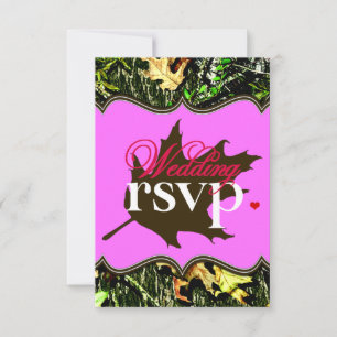 Mr & Mrs Junting Camouflage Pink Wedding RSVP Card Karte