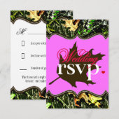 Mr & Mrs Junting Camouflage Pink Wedding RSVP Card Karte (Vorne/Hinten)