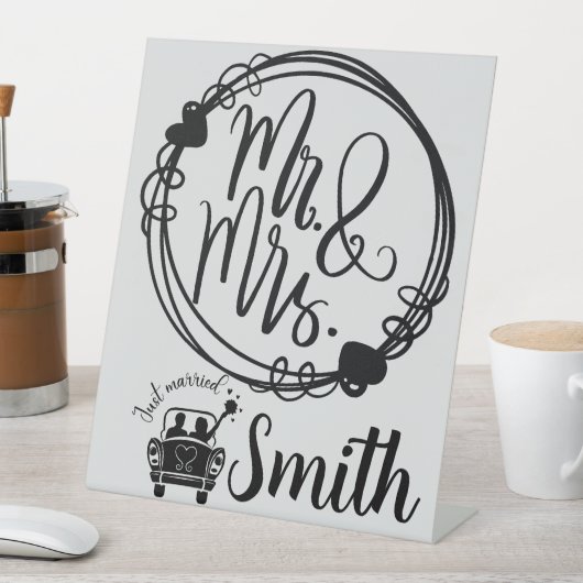 Mr & Mrs Just Married Wedding Custom Sign Sockelschild (In Situ)