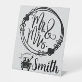 Mr & Mrs Just Married Wedding Custom Sign Sockelschild (Vorderseite)