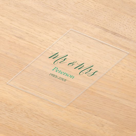 Mr & Mrs last name married year wedding engagement Acryleinladungen (Ablage )