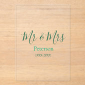 Mr & Mrs last name married year wedding engagement Acryleinladungen (Vorderseite)