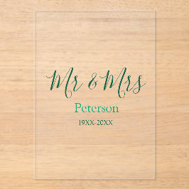 Mr & Mrs last name married year wedding engagement Acryleinladungen