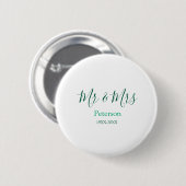 Mr & Mrs last name married year wedding engagement Button (Vorne & Hinten)
