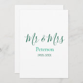 Mr & Mrs last name married year wedding engagement Einladung (Vorne/Hinten)