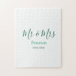 Mr & Mrs last name married year wedding engagement Puzzle