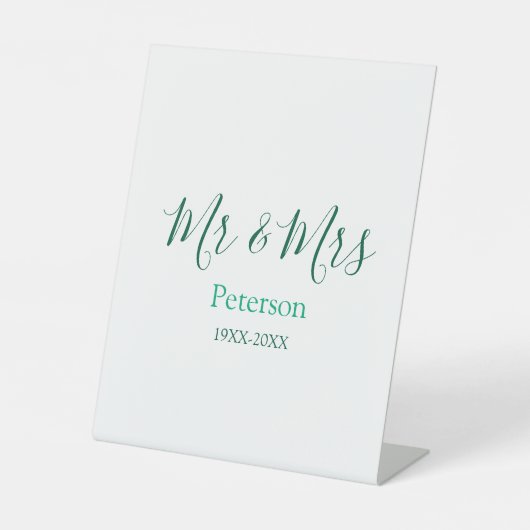 Mr & Mrs last name married year wedding engagement Sockelschild (Vorderseite)