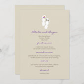 Mr & Mrs. Lila Flip Flops Beach Wedding Menu Card Menükarte (Vorne/Hinten)